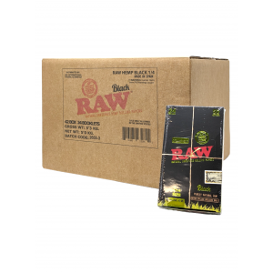 Raw Black Organic Hemp Rolling Paper 1 1/4 Size -24CT Book - 50pk [MASTERCASE OF 42]